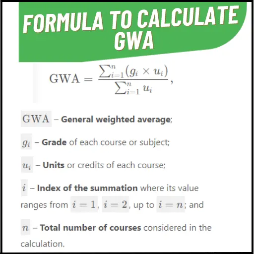 GWA Calculator Formula
