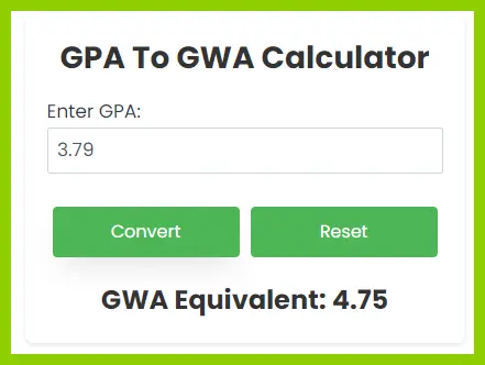 gpa to gwa calculator